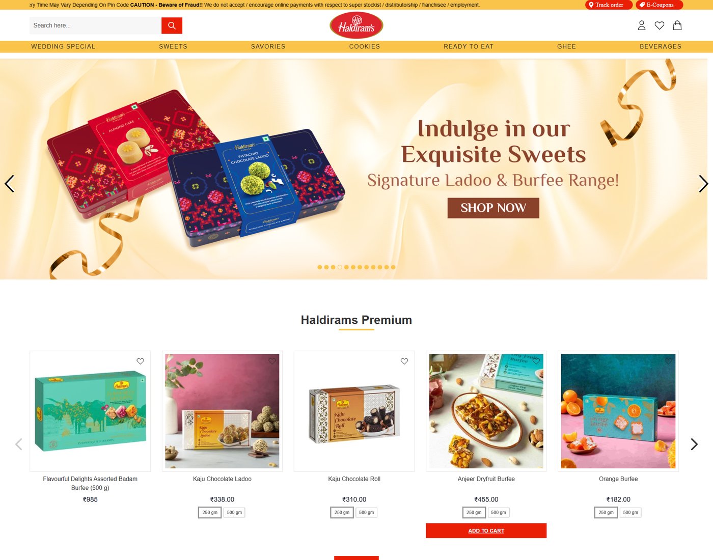 Haldiram Nagpur E-Commerce